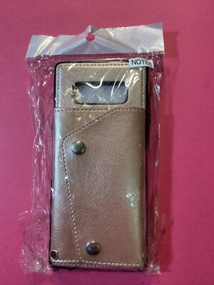 PU Leather Wallet Card Case with Hand Strap Phone Cover Samsung Note 8 Rose Gold