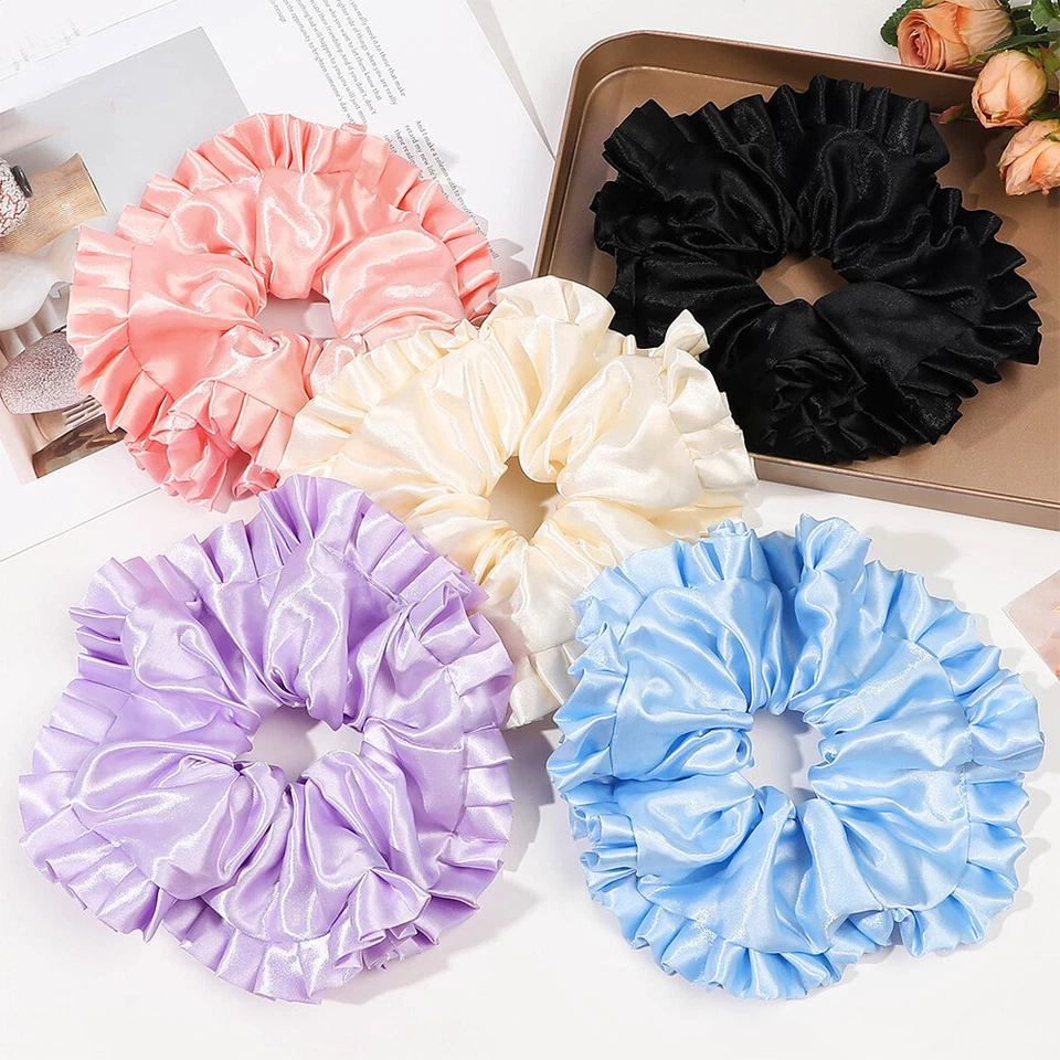 Large Scrunchies Silk Satin Elastic Hair Hair Bands Rope Tie Ponytail Accessory - Image 2 of 4