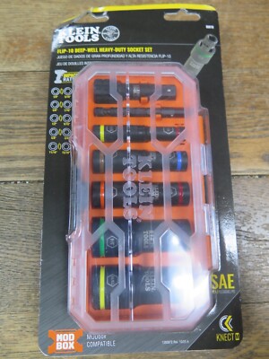 Klein Tools 65618 Flip -10 Deep Well SAE Heavy Duty Socket Set