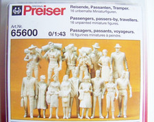 NEW Preiser O 1:43 scale SIXTEEN 16 UNPAINTED PASSENGER FIGURES KIT 65600