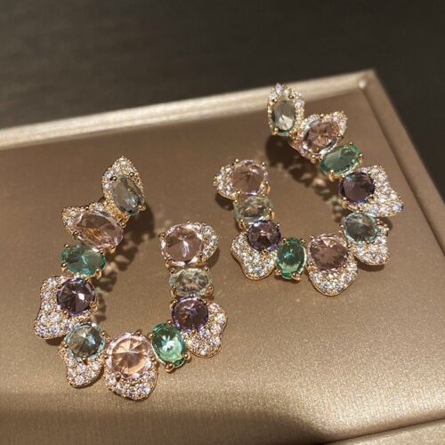 Dangle Earrings Color Crystal Earring, Geometric Circle Earring, Fashion Jewelry - 第 1/5 張圖片