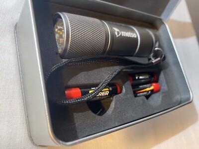 LED Taschenlampe mit Metall-Geschenke-BOX 9 LED metso Sammlerstück Neu+OVP