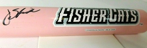 Mazza da baseball New Hampshire Fisher gatti cancro al seno 18" rosa autografata MiLB - Foto 3 di 6