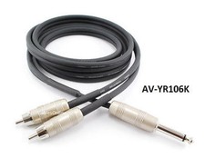 6ft Kirlin 1/4" TS Mono Male Plug to Dual RCA Male Noise-Free Audio Y-Cable