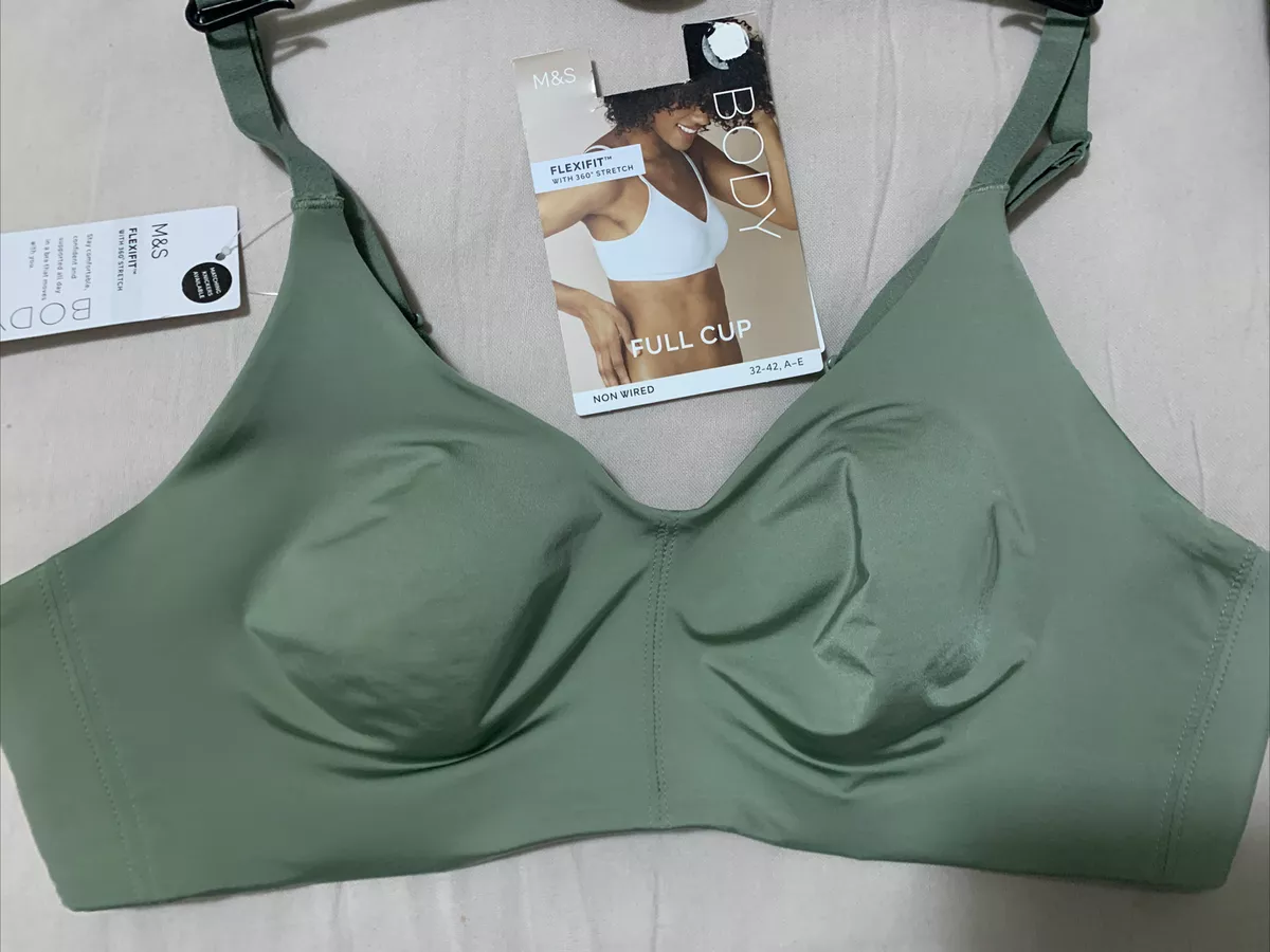 M&S BODY NON WIRED, SMOOTHING FULL CUP Bra with FLEXIFIT In ONYX Size 34B