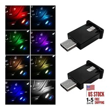 2PCS USB Type C LED Ambient Light, 8 Colors RGB Dynamic Atmosphere Lamp 2Pcs