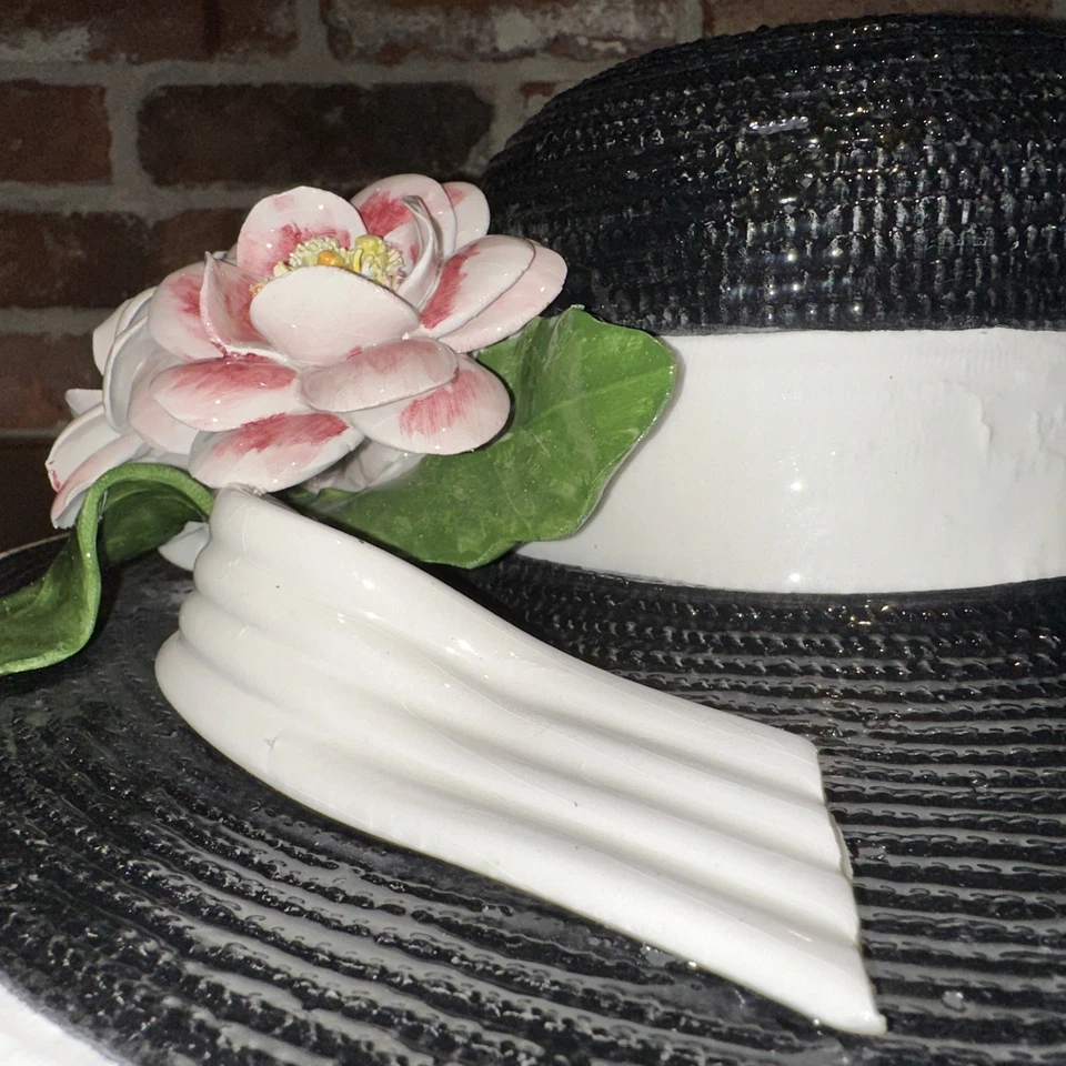 Large Italian Hand Painted Ceramic Hat Wall Decor 15.5in Made In Italy - Image 2 of 4