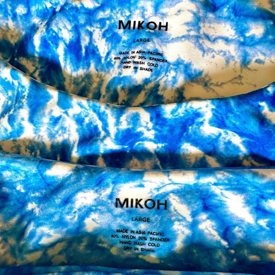 Conjunto de dos piezas de bikini Mikoh traje de baño azul teñido descarado parte inferior parte superior talla grande Foto 3 de 4