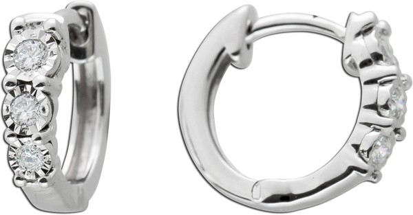 Diamant Creolen WeißGold 585 14K Natur Diamanten 0.10Ct-image