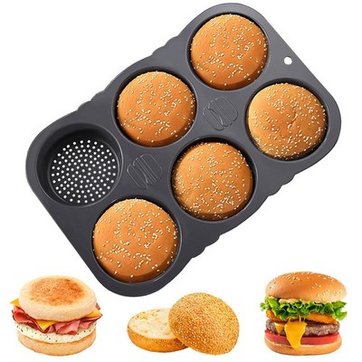 4 Cavity Nonstick Heat Resistant Silicone Bread Loaf Hamburger Bun Pan Mold