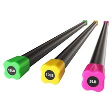 Signature Fitness Total Body Workout  Exercise Weighted Bar Padded Grip, 3 Pack
