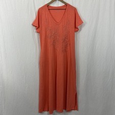Soft Surroundings Paloma Peach Echo Maxi Dress Embroidered Boho Beach Womens XL