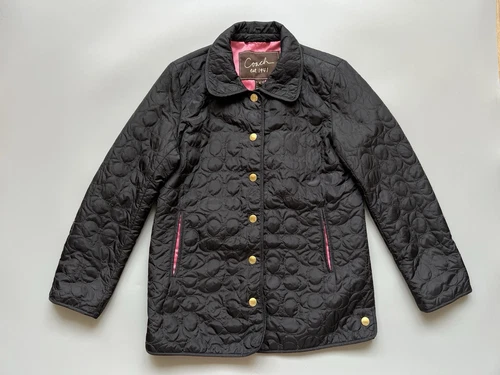 Giacca trapuntata COACH vintage donna nera monogramma logo C taglia S