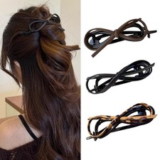 3pcs Bow Hair Clips Leather Bow Twist Clip Flat Hair Clips with Bow Non-Slip ...