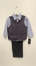 TFW Boys 2T Suit Dress Shirt Pants Vest Blue Black Wedding Funeral Formal NWT
