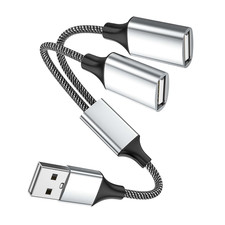 Fidioto USB A Splitter, USB A Male to 2 Female USBA Y Splitter, USB Splitter 1 i