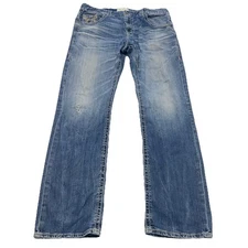 Big Star Jeans 33L 38x34 Voyager Straight Vintage Relaxed Buckle Denim Distressd