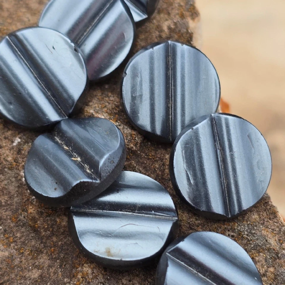 W. German Gray Lacquered Mid Century Sleek 1950's Vintage Glass Buttons - Image 2 of 4