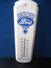 Genuine Parts Ford Motor Company V8 Thermometer Metal Sign 16" x 5" Excellent