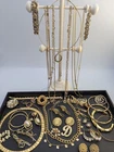 Vtg Mod Gold Tone Costume Jewelry Lot 42 Pc Wearable