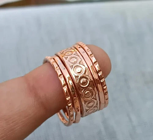 Copper Ring Set, 5 Set Of Ring, Handmade Ring, Designer Ring, MeditationAll Size