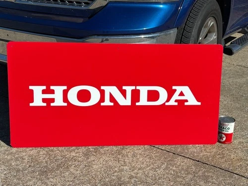 VINTAGE "HONDA DEALER" X-LARGE METAL DEALER SIGN (48"x24") NOS/NEW OLD STOCK