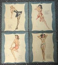 4 Vintage Pin-up 1947 Esquire calendar pages 12 X 10 prints by Vargas