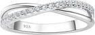 Sparkling VVS1 D Color Moissanite Criss Cross Ring 925 Silver Size 7 Bridal Band