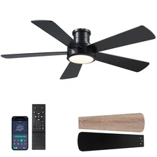 52 inch Modern Low Profile Ceiling Fans with Lights Remote/APP Control,Revers...