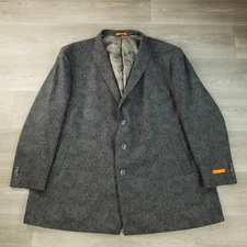 Tallia Overcoat Men's 5XL Paisley Wool Blend Peak Lapel Button Up Mid Weight NEW