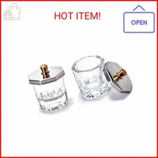 Kalolary 2 Pcs Mini Dappen Dish for Nail Acrylic Powder, Glass Crystal Cup with