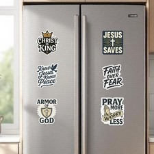 Christian Stickers Magnets Christ is King, Jesus Saves, Faith Over Fear