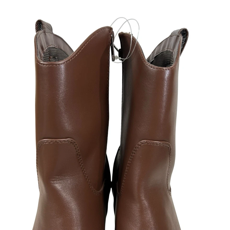 Botas occidentales Soda Chick tacón cremallera dedos puntiagudos imitación cuero marrón - talla 8 Foto 4 de 4