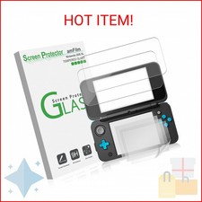 amFilm Nintendo 2DS XL Screen Protector Pack, 2 GLASS Top, 4 PET Bottom Screen