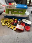 1972 Vintage Fisher Price Little People Play Family Happy Houseboat Boat #985