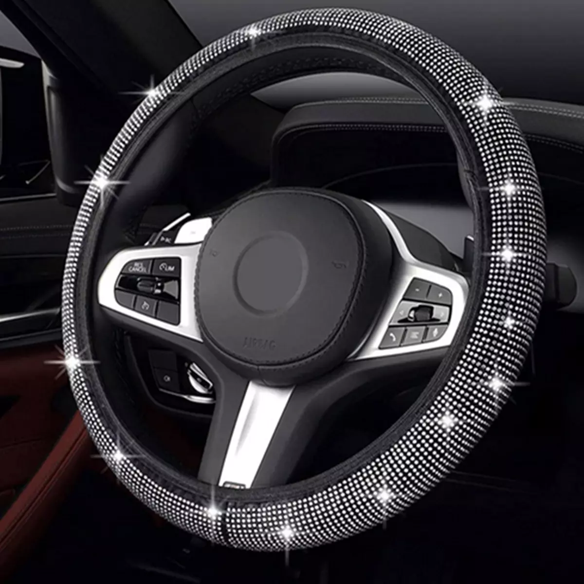 Bling Car Accessories For Girl Women 38cm Steering Wheel Cover Set