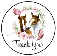 HORSE WREATH FLORAL THANK YOU ENVELOPE SEALS LABELS STICKERS PARTY FAVORS
