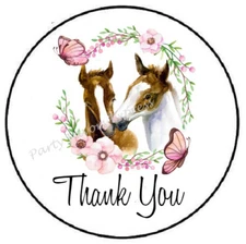 HORSE WREATH FLORAL THANK YOU ENVELOPE SEALS LABELS STICKERS PARTY FAVORS