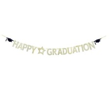 Happy Graduation Banner Gold Graduation Party Sign 2024 Graduation Party Bunt...