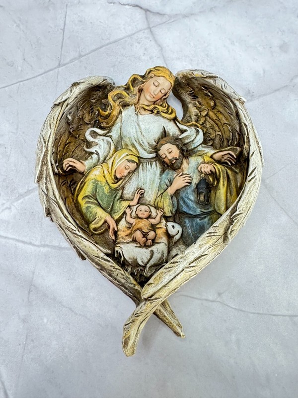 Vintage Napco Guardian Angel Holy Family Ornament Wall Decor Christmas