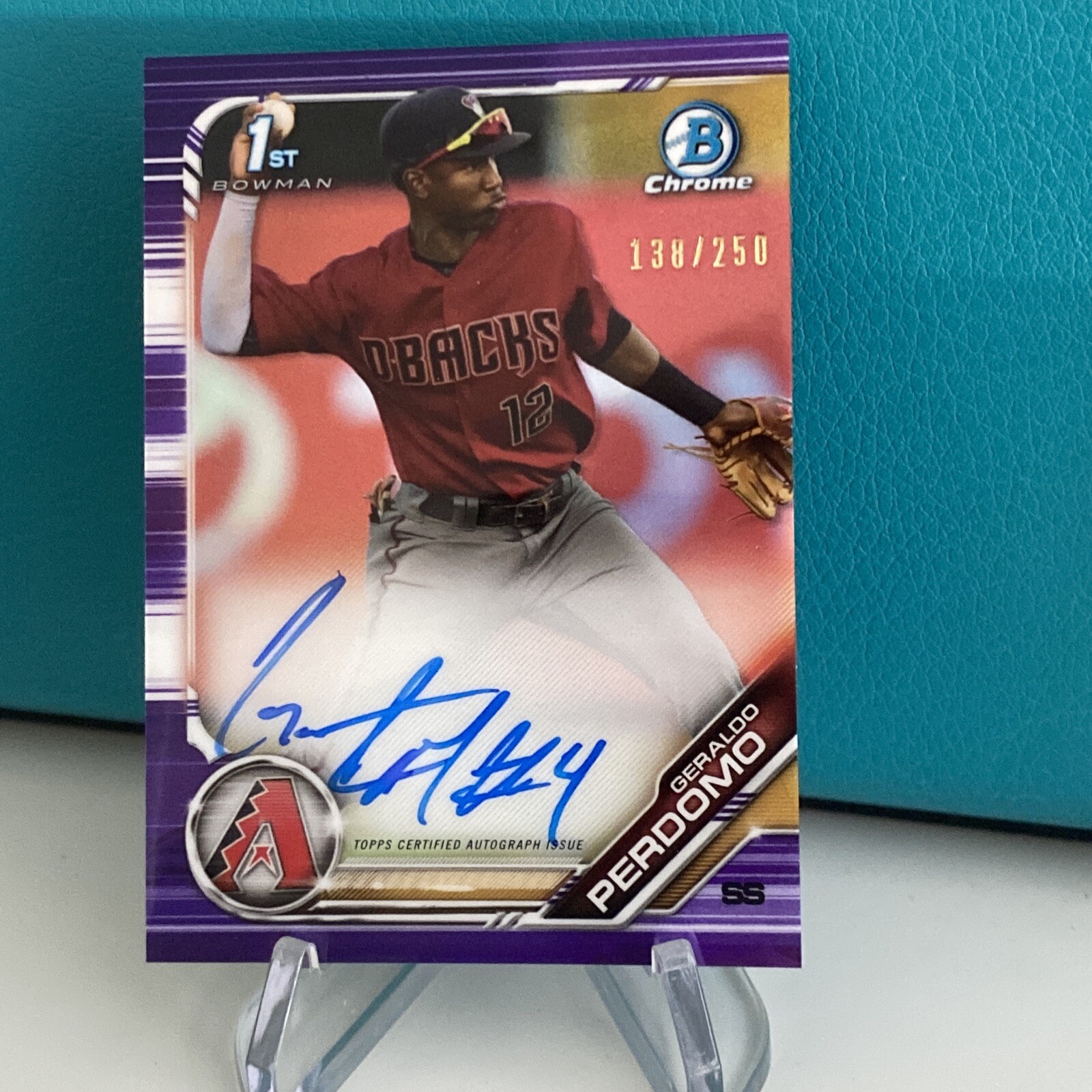 2019 Bowman Chrome Prospects Purple Refractor /250 Geraldo Perdomo #CPA-GP Auto