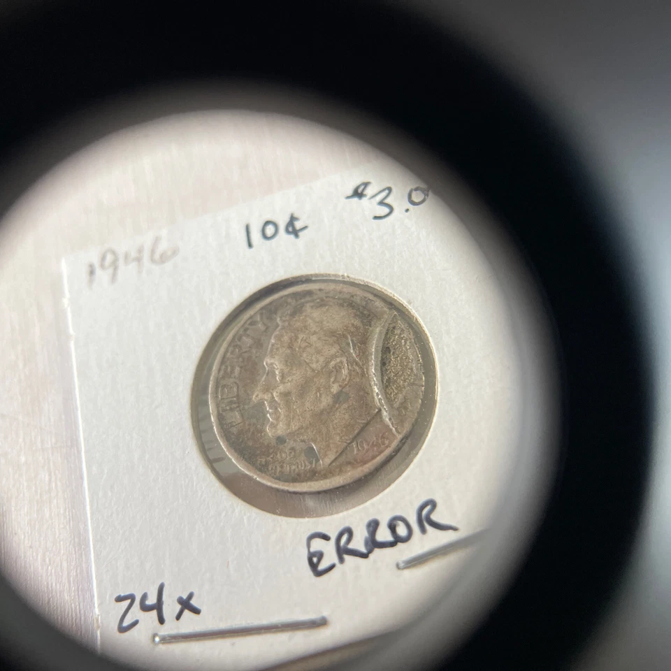 1946 VERY RARE Error Roosevelt Dime Mint several Errors ,VERY UNIQUE Estate Find - Image 4 of 4