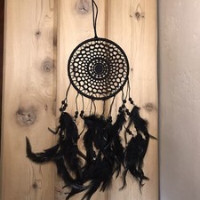 Dream Catcher Feathers Beads Car Black Wall Hanging Pendant Gift Kids   6  x22  