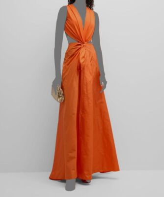 ralph lauren silk maxi dress $3690 Ralph Lauren Collection Hailie Knot Cutout Silk Taffeta Maxi Dress  Size 10