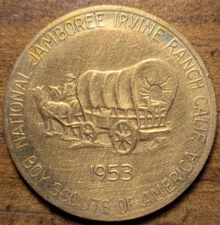 1953 Irvine Ranch California Boy Scouts National Jamboree Wagon Medal Token