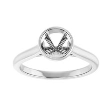 925 Sterling Silver Semi Mount Ring Setting 8mm Round Stone Stackable Ring