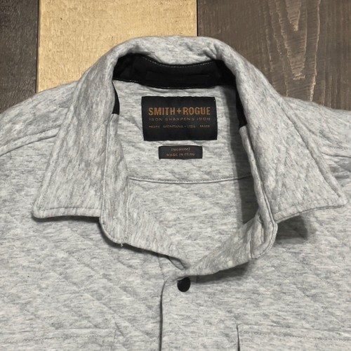 Smith + Rogue Men's MEDIUM Quilted Soogan Long Sleeve Shirt Snap Buttons - GRAY - Picture 3 of 6