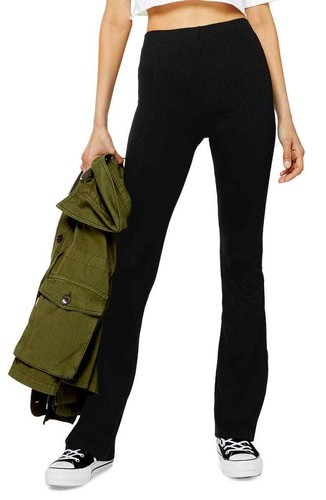 Topshop Womens 6 Black Ribbed Jersey 