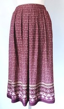 VTG Jantzen Petite P14 Purple Rayon Floral Pleated Skirt Elastic Waist Pockets