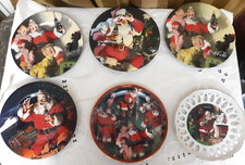 Coca Cola Christmas Plates (6) Lot Stonewear 2002 & Christmas Eve Delivery Lot